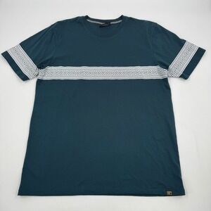 LEVEL TEN COUTURE Men's Teal Greek Key Medallion TShirt Size L